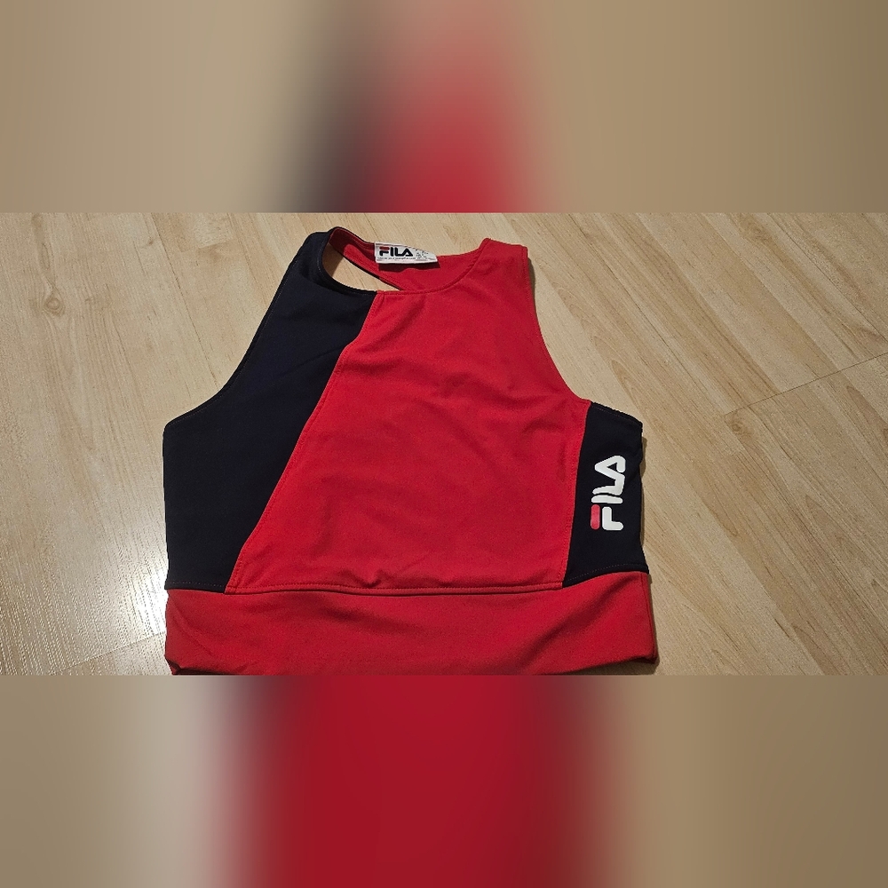 Fila Men's Swim Rash Guard in Red and Black